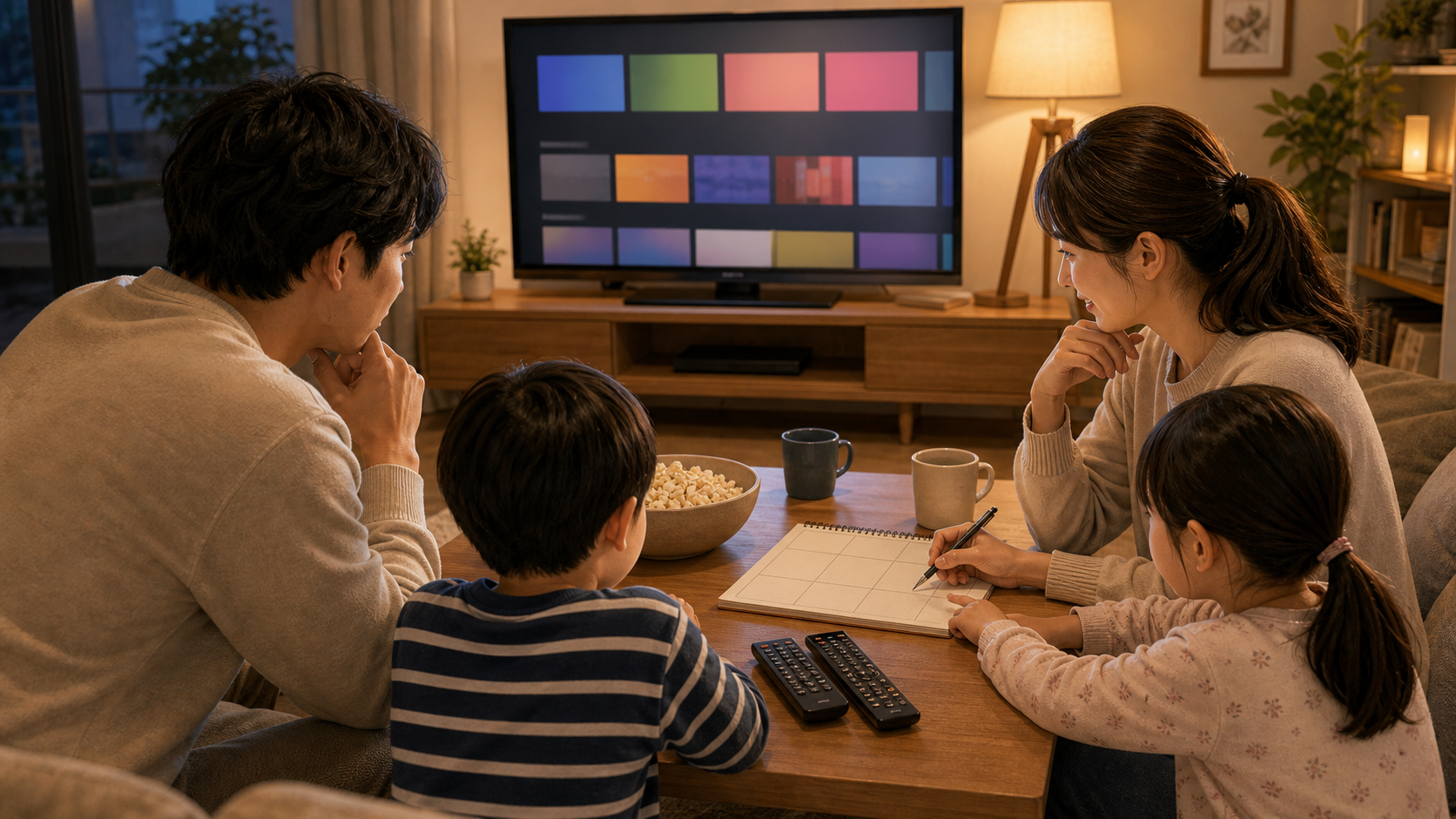 見たい作品と動画サブスクの契約期間をメモで整理するイメージ